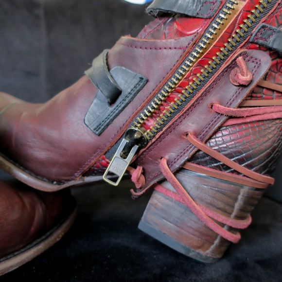 Freebird Crue Wine Leather Ankle Boots Size 9 - Picture 4 of 8